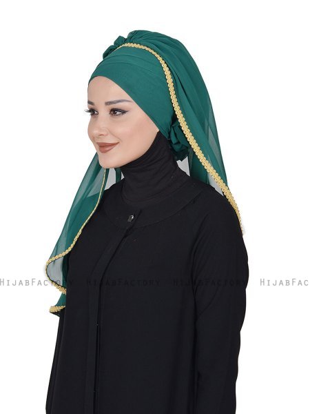 Louise - Donkergroen Praktisch Hijab - Ayse Turban