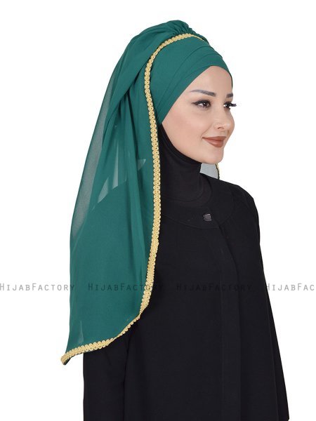 Louise - Donkergroen Praktisch Hijab - Ayse Turban