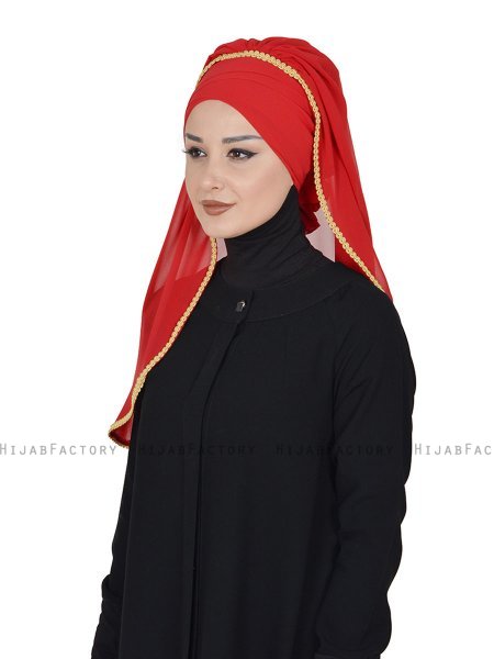 Louise - Rood Praktisch Hijab - Ayse Turban