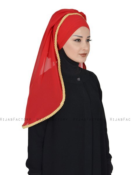 Louise - Rood Praktisch Hijab - Ayse Turban