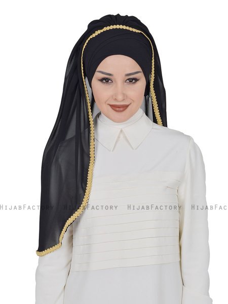 Louise - Zwart Praktisch Hijab - Ayse Turban