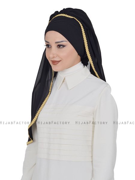 Louise - Zwart Praktisch Hijab - Ayse Turban