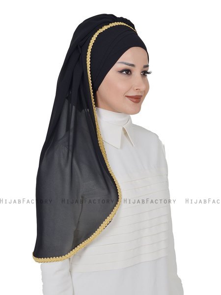 Louise - Zwart Praktisch Hijab - Ayse Turban
