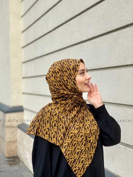 Majda - Mosterd Gedessineerde Crêpe Hijab - Mirach
