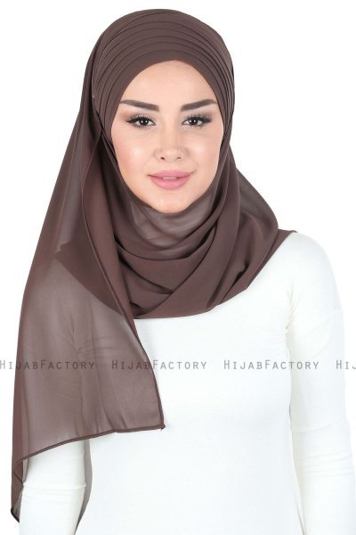 Malin - Bruin Praktisch Chiffon Hijab