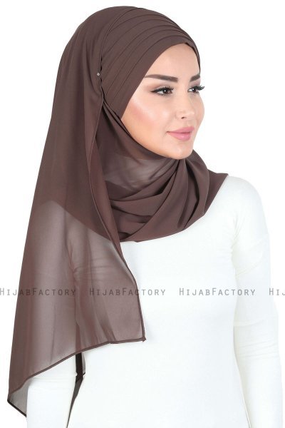 Malin - Bruin Praktisch Chiffon Hijab