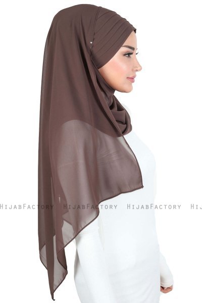 Malin - Bruin Praktisch Chiffon Hijab