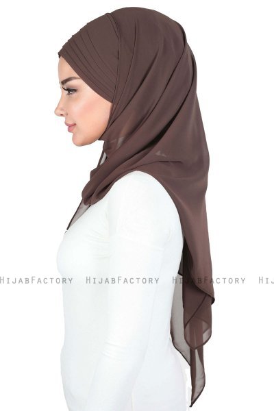 Malin - Bruin Praktisch Chiffon Hijab