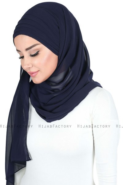 Malin - Marineblauw Praktisch Chiffon Hijab