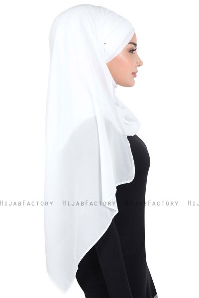 Malin - Offwhite Praktisch Chiffon Hijab