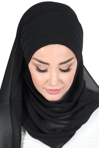 Malin - Zwart Praktisch Chiffon Hijab