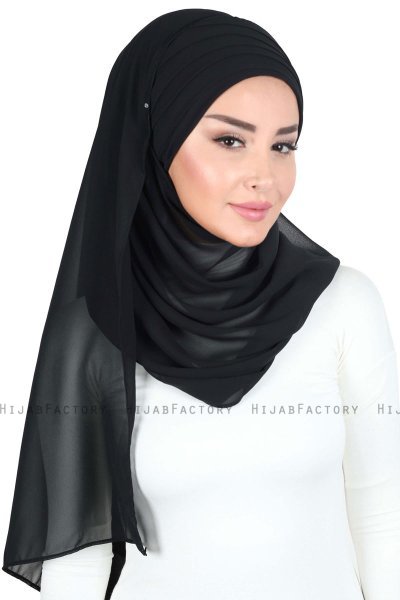 Malin - Zwart Praktisch Chiffon Hijab
