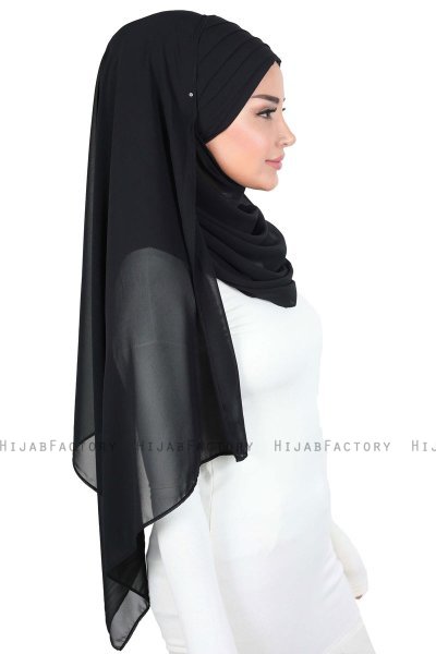 Malin - Zwart Praktisch Chiffon Hijab