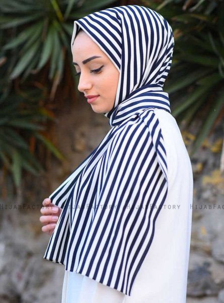 Marwa - Zwart Gestreept Crepe Hijab