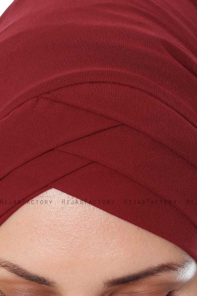 Mehtap - Bordeaux Praktisch One Piece Chiffon Hijab