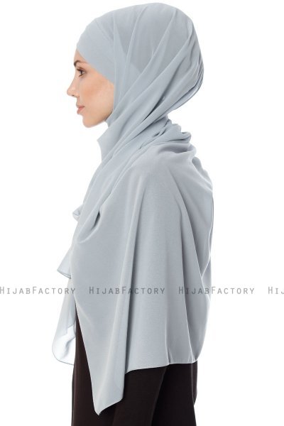 Mehtap - Grijs Praktisch One Piece Chiffon Hijab