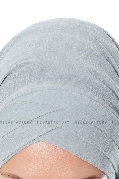 Mehtap - Grijs Praktisch One Piece Chiffon Hijab