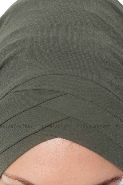 Mehtap - Khaki Praktisch One Piece Chiffon Hijab