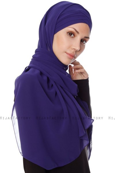Mehtap - Purper Praktisch One Piece Chiffon Hijab