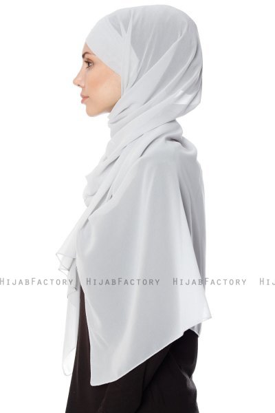 Mehtap - Lichtgrijs Praktisch One Piece Chiffon Hijab