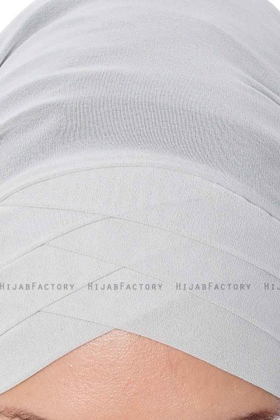 Mehtap - Lichtgrijs Praktisch One Piece Chiffon Hijab