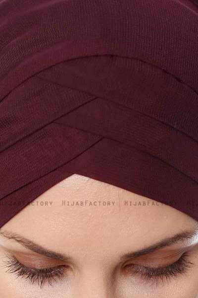 Mehtap - Pruim Praktisch One Piece Chiffon Hijab