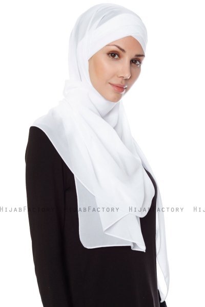Mehtap - Wit Praktisch One Piece Chiffon Hijab