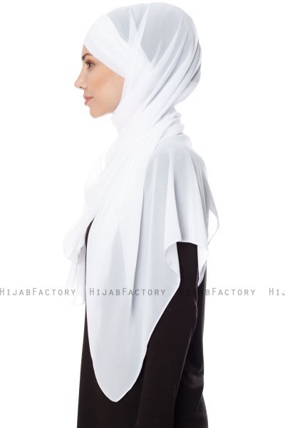 Mehtap - Wit Praktisch One Piece Chiffon Hijab