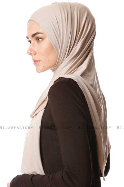 Melek - Licht Taupe Premium Jersey Hijab - Ecardin