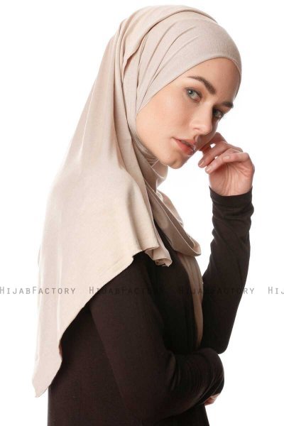 Melek - Licht Taupe Premium Jersey Hijab - Ecardin
