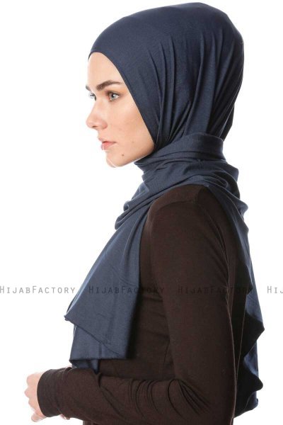 Melek - Marineblauw Premium Jersey Hijab - Ecardin