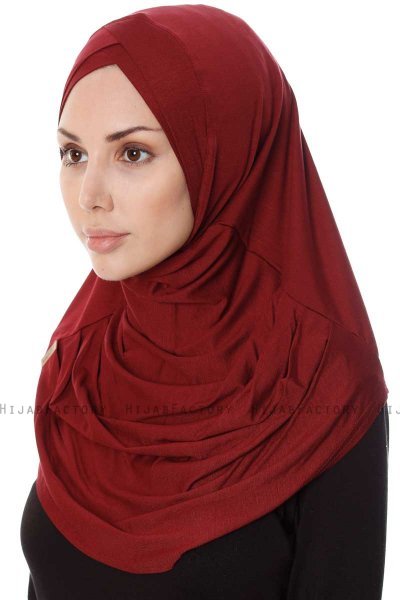 Mia - Bordeaux Al Amira One-Piece Hijab - Ecardin