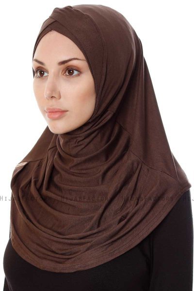 Mia - Bruin Al Amira One-Piece Hijab - Ecardin