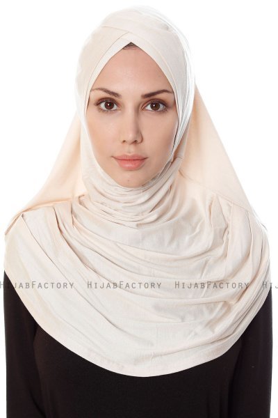 Mia - Licht Beige Al Amira One-Piece Hijab - Ecardin