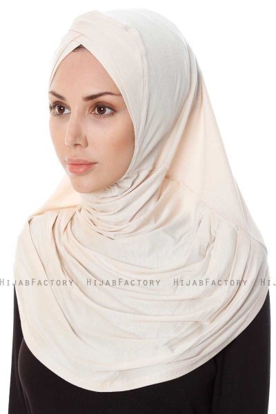 Mia - Licht Beige Al Amira One-Piece Hijab - Ecardin