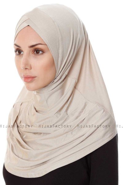 Mia - Licht Taupe Al Amira One-Piece Hijab - Ecardin