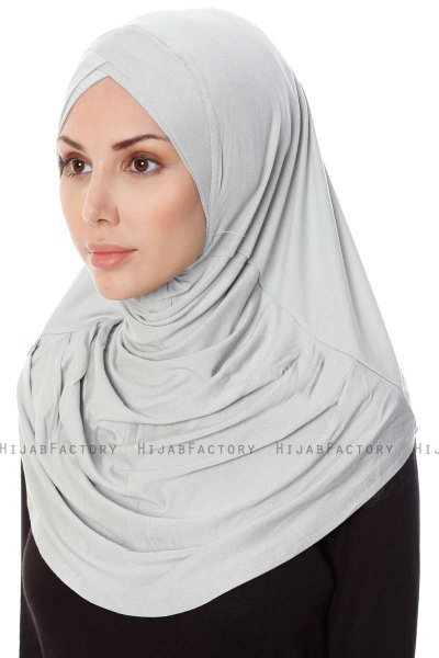 Mia - Lichtgrijs Al Amira One-Piece Hijab - Ecardin