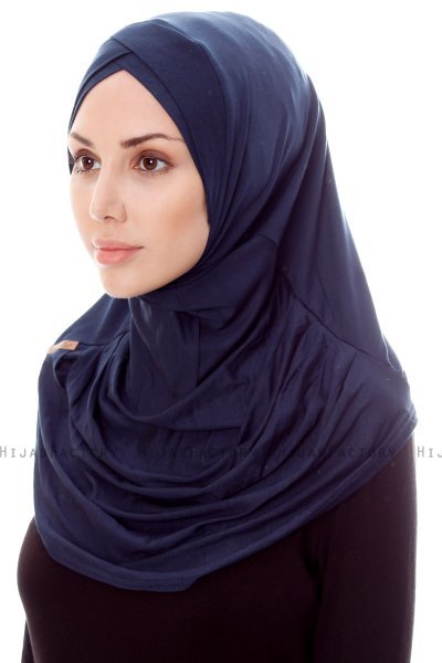 Mia - Marineblauw Al Amira One-Piece Hijab - Ecardin