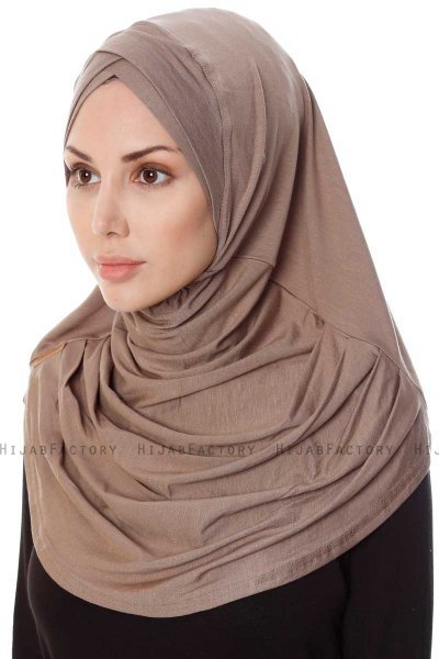Mia - Donker Taupe Al Amira One-Piece Hijab - Ecardin