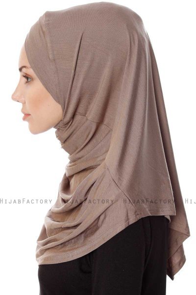 Mia - Donker Taupe Al Amira One-Piece Hijab - Ecardin