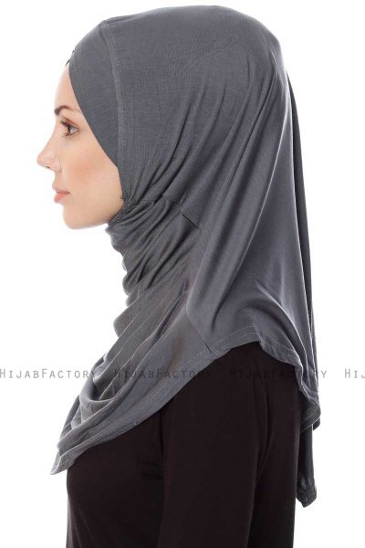 Mia - Donker Grijs Al Amira One-Piece Hijab - Ecardin