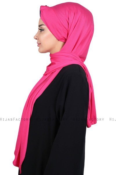 Mikaela - Fuchsia & Marineblauw Katoenen Praktisch Hijab