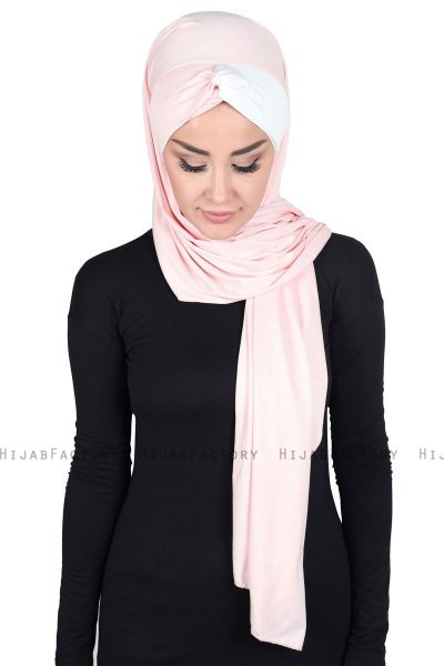 Mikaela - Oudroze & Creme Katoenen Praktisch Hijab