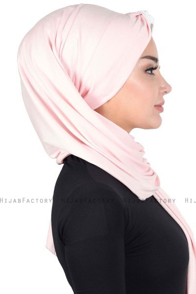 Mikaela - Oudroze & Creme Katoenen Praktisch Hijab