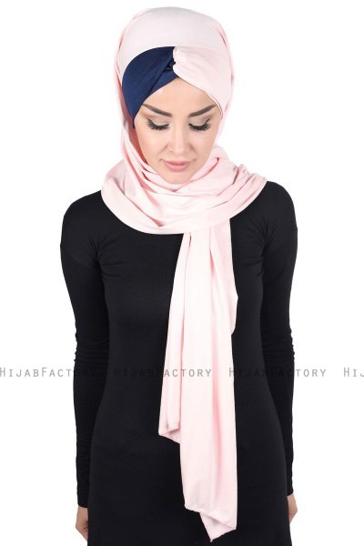 Mikaela - Oudroze & Marineblauw Katoenen Praktisch Hijab