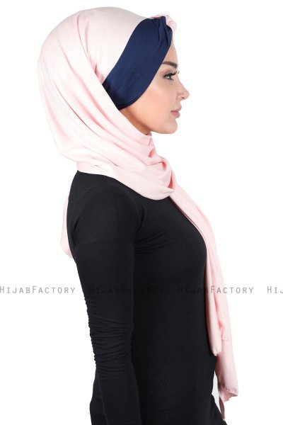 Mikaela - Oudroze & Marineblauw Katoenen Praktisch Hijab