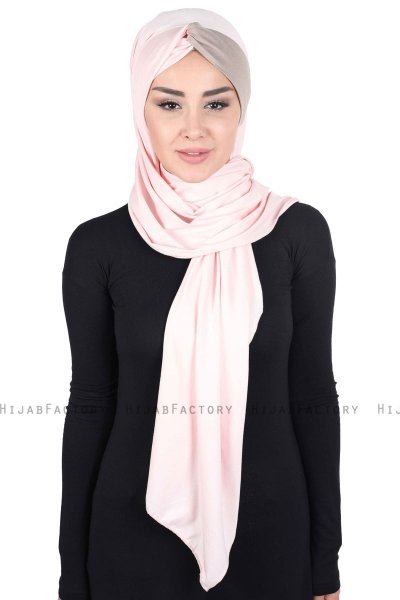 Mikaela - Oudroze & Taupe Katoenen Praktisch Hijab