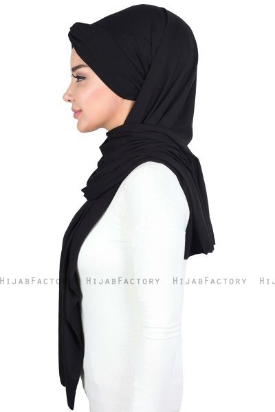 Mikaela - Zwart & Blauw Katoenen Praktisch Hijab