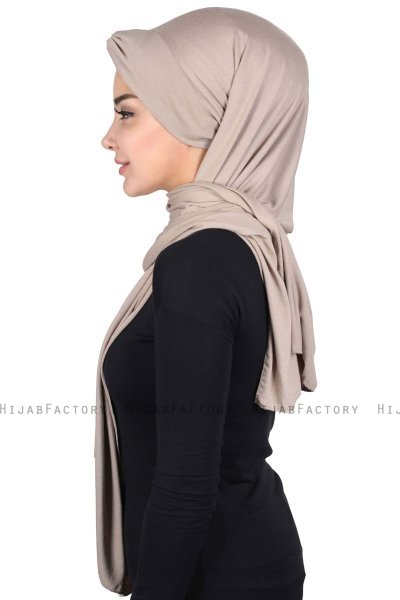 Mikaela - Taupe & Oudroze Katoenen Praktisch Hijab