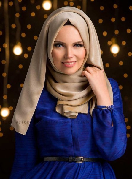 MW Beige Chiffon Hijab Sjal Muslima Wear 310208a